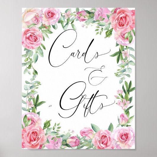 Karten und Geschenke | Rosa Blush Rosen Poster (Vorne)