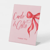 Karten und Geschenke Rosa roter Bogen Sockelschild (Vorderseite)