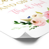 Karten und Geschenke Rosa und goldenes Blumenzeich Poster (Ecke)