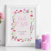 Karten und Geschenke Rosa Wildblume Polterabend Poster