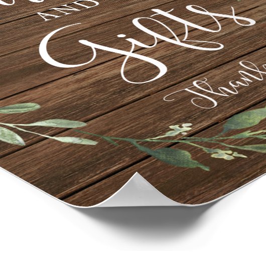 Karten und Geschenke rustikale Blumendusche Poster (Ecke)