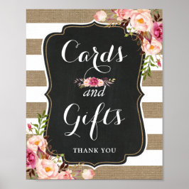 Karten und Geschenke rustikale Burlap Floral Weddi Poster