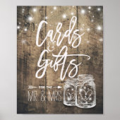 Karten und Geschenke Rustikale Hochzeit Holz Mason Poster (Vorne)