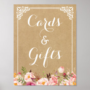 Karten und Geschenke Rustikales florales Kraft-H Poster