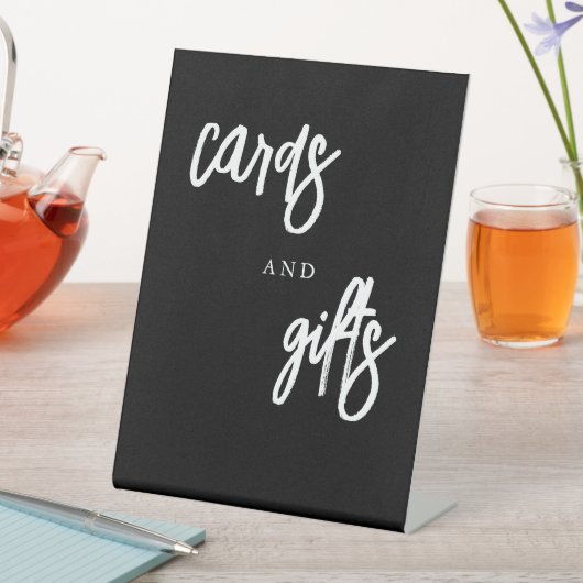 Karten und Geschenke Schwarz-Weiß-Hochzeitstisch Sockelschild (In Situ)