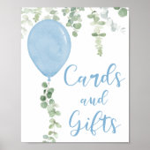 Karten und Geschenke signalisieren blaue Ballons B Poster (Vorne)
