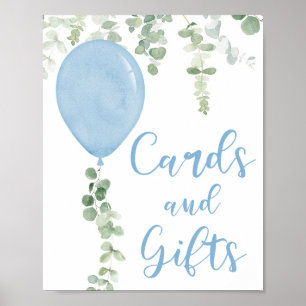 Karten und Geschenke signalisieren blaue Ballons B Poster