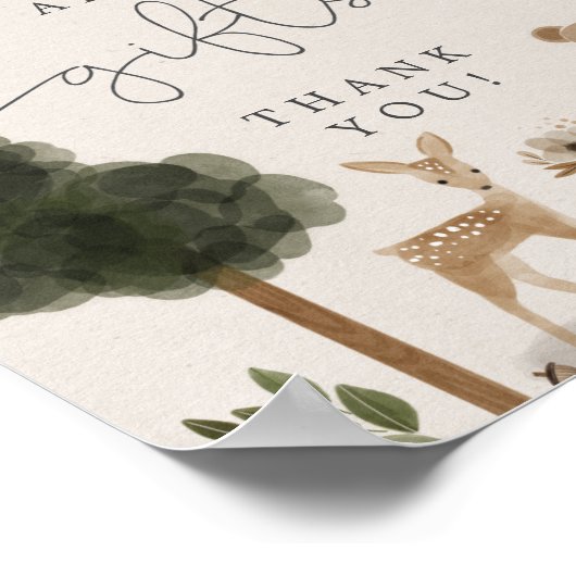 Karten und Geschenke signieren Boho Woodland Babyd Poster (Ecke)