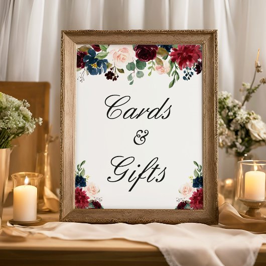 Karten und Geschenke signieren Burgund Blush Blue Poster