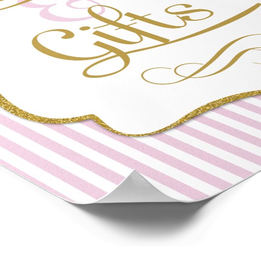 Karten und Geschenke signieren rosa goldener Strei Poster (Ecke)