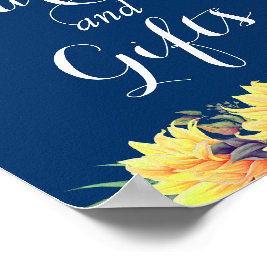 Karten und Geschenke Sonnenblumen Navy Blue Weddin Poster (Ecke)