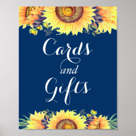 Karten und Geschenke Sonnenblumen Navy Blue Weddin Poster