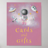 Karten und Geschenke Space Mädchen Astronaut rosa  Poster (Vorne)