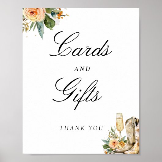 Karten und Geschenke Stiefel Bubbly Brautparty sig Poster (Vorne)