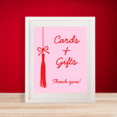 Karten und Geschenke Tassel Bow Rosa Roter Abschlu Poster
