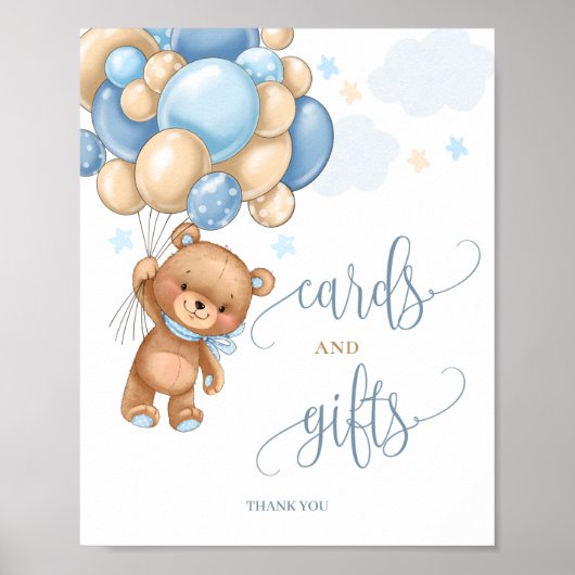 Karten und Geschenke Teddy Bären Balloons Babydusc Poster (Vorne)