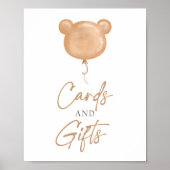 Karten und Geschenke Teddybär-Ballon Boho Geburtst Poster (Vorne)