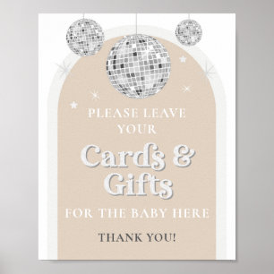 Karten und Geschenke Unterkunft Disco Baby Dusche Poster
