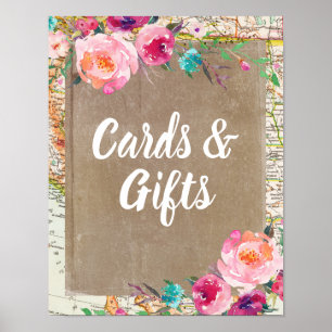 Karten und Geschenke Unterschreiben rustikales Bra Poster