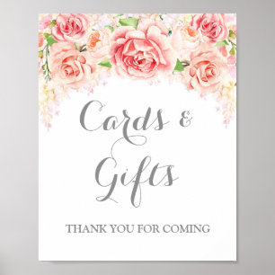 Karten und Geschenke Unterzeichnen rosa Aquarellfa Poster