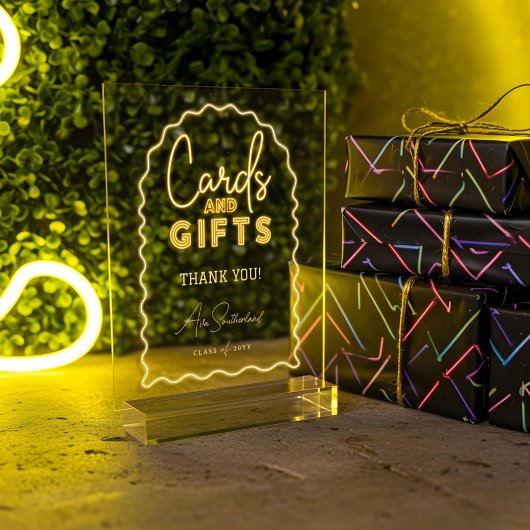 Karten und Geschenke Wavy Yellow Neon Graduation P Acrylschild