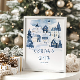 Karten und Geschenke Weihnachtsdorf Baby Shower Poster