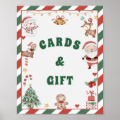 "Karten und Geschenke" Weihnachtsfeiertag Zeichen Poster (Vorne)