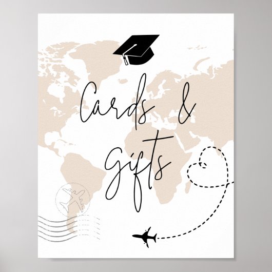 Karten und Geschenke Weltkarte Graduierungsparty P Poster (Vorne)