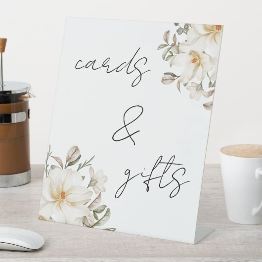 Karten und Geschenke White Floral Brautparty Scrip Sockelschild (In Situ)