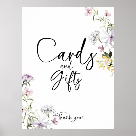 Karten und Geschenke Wildblumen Brautparty Signier Poster (Vorne)