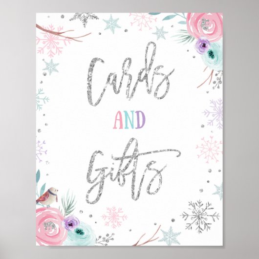 Karten und Geschenke Winter Onederland Girl Geburt Poster (Vorne)