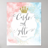 "Karten und Geschenke" Zeichen, Rosa blaue Gendero Poster (Vorne)