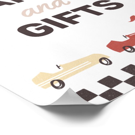 Karten und Geschenke zwei schnelle Rennwagen Gebur Poster (Ecke)