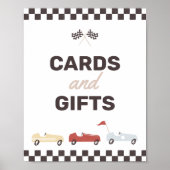 Karten und Geschenke zwei schnelle Rennwagen Gebur Poster (Vorne)
