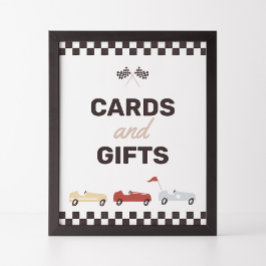Karten und Geschenke zwei schnelle Rennwagen Gebur Poster