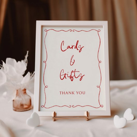 Karten und Geschenkkarten mit roter Hand