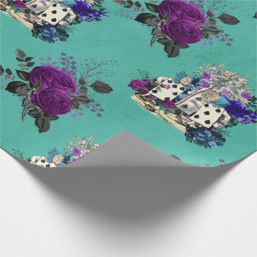 Karten und Rose der Alice im Wunderland Geschenkpapier (Ecke)