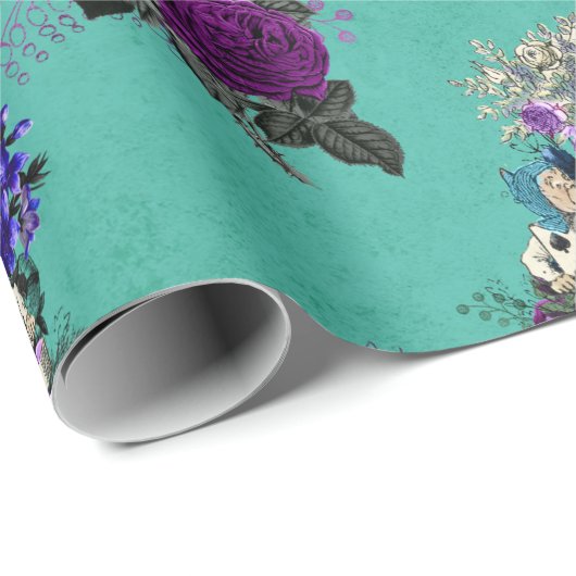 Karten und Rose der Alice im Wunderland Geschenkpapier (Rolleneckpunkt)