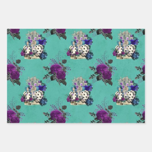 Karten und Rose der Alice im Wunderland Geschenkpapier Set (Vorderseite 2)