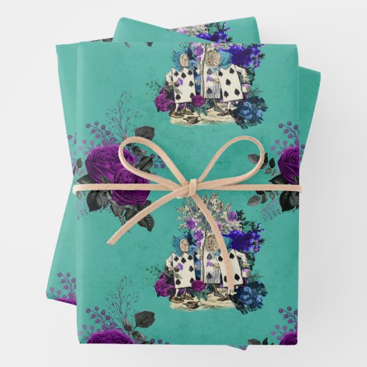 Karten und Rose der Alice im Wunderland Geschenkpapier Set (Beispiel)