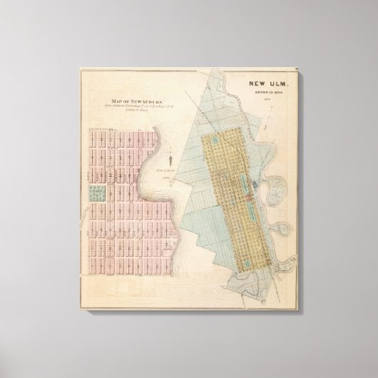 Karten von New Auburn, Minnesota Leinwanddruck (Vorderseite)