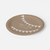 Karten-Vorrat-inspirierte Ösen-Flaggen-Hochzeit Pappteller (Schrägansicht)