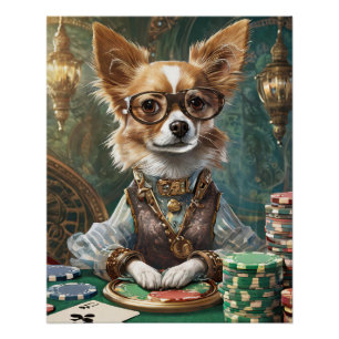 Karten zählen, Steampunk Chihuahua Poker Boss Poster