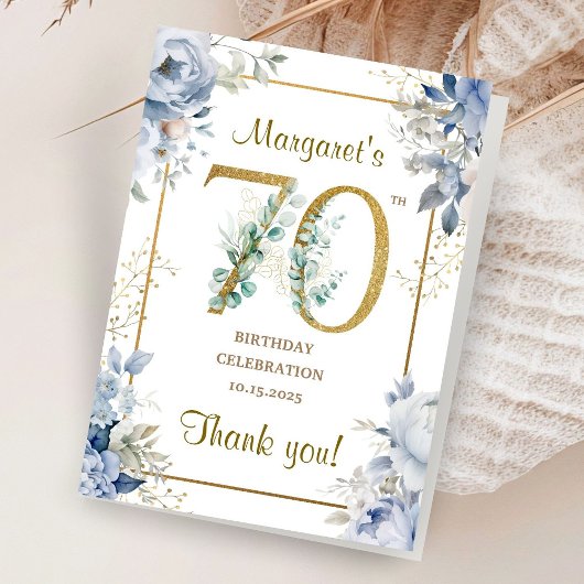 Karten zum 70. Geburtstag gefaltet und mit Dankesc