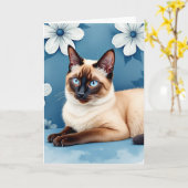 Karten zum Muttertag mit blauäugiger Katze (Gelbe Blume)