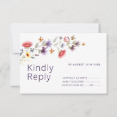 Karten zur Antwort für lila Wildblumen-Brautparty (Vorderseite)