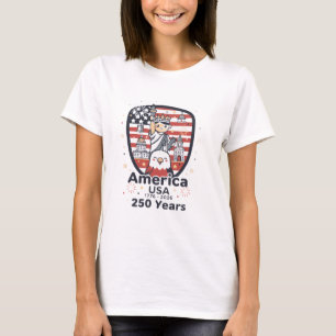 Kartenamerika 250 Jahre Patriotisches USA-Schild T-Shirt