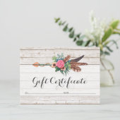 Kartenausweis für Bohemische Federhalterung Rose Einladung (Stehend Vorderseite)