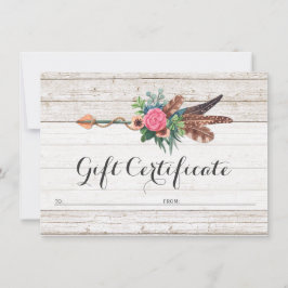 Kartenausweis für Bohemische Federhalterung Rose Einladung