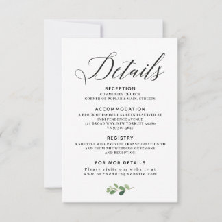 Kartenausweis für die Hochzeit RSVP Karte